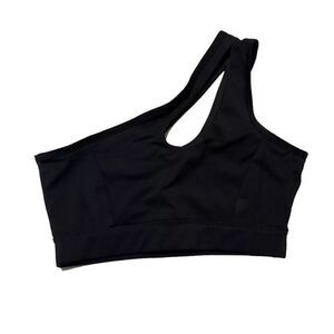 Savvi Black One Shoulder Sports Bra